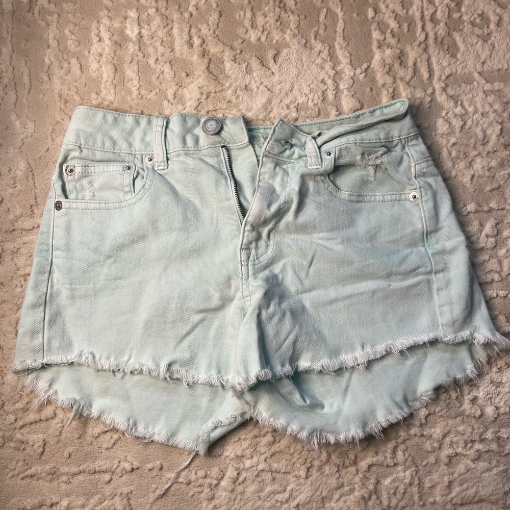 American Eagle Outfitters Blue Jean Shorts Frayed Hem